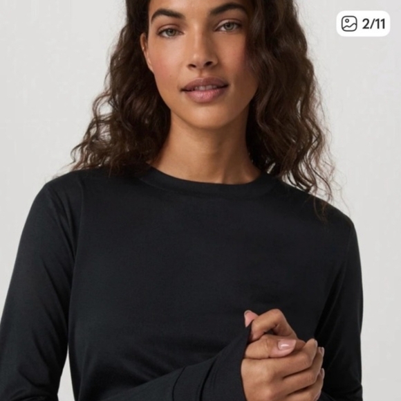 Vuori Daydream Crew Long Sleeve Shirt Black Heather Size L Athleisure Minimalist - Picture 2 of 15